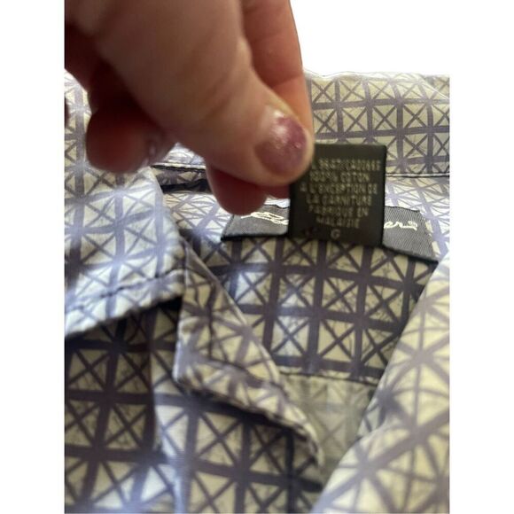 Eddie Bauer Mens Purple & White Geometric Short Sleeve Button Down Shirt Large - Picture 7 of 15